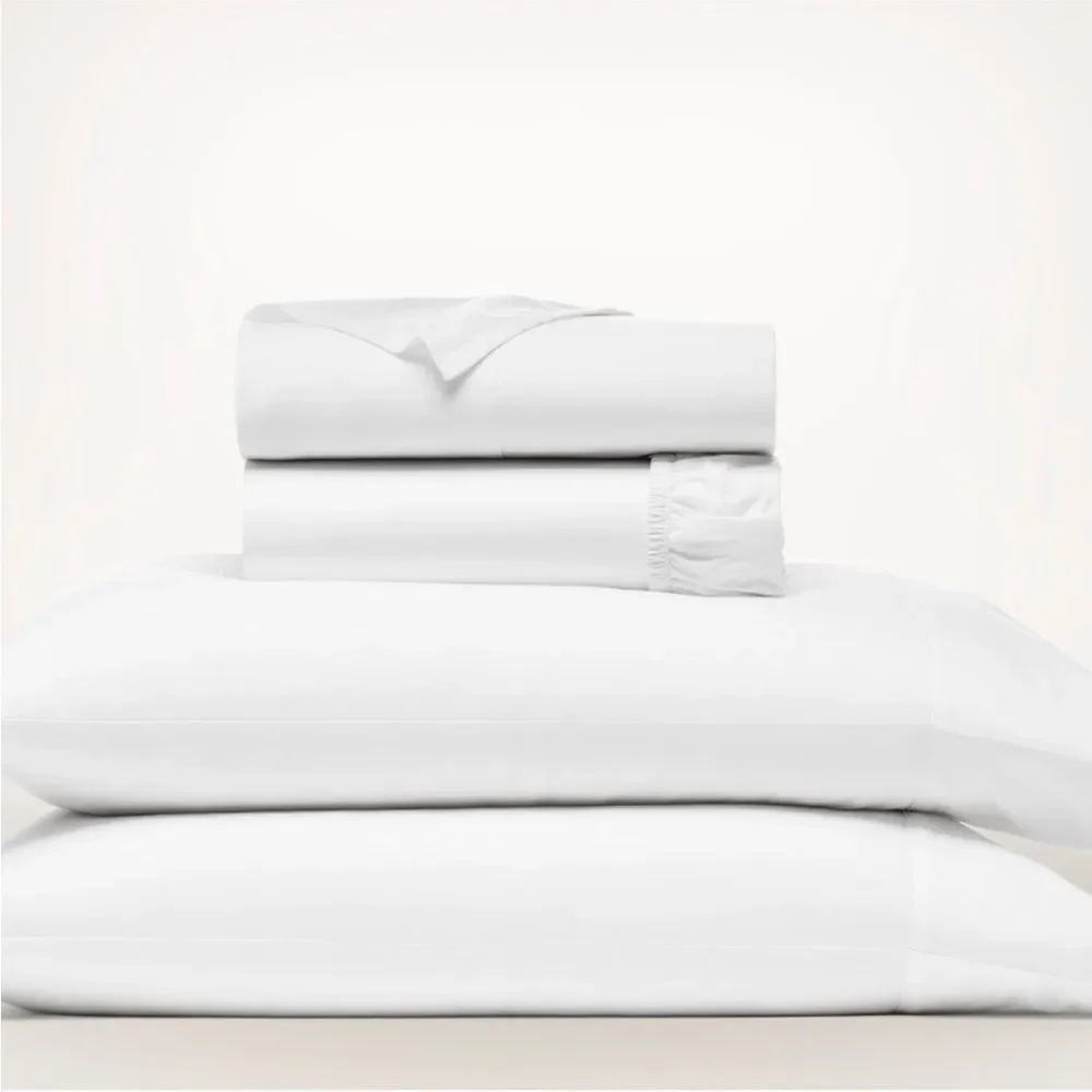 NWT Boll & Branch percale White Hemmed Sheet Set Queen